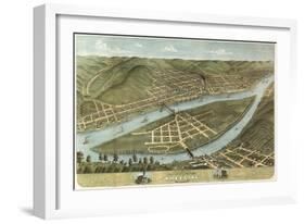 Wheeling, West Virginia - Panoramic Map-Lantern Press-Framed Art Print