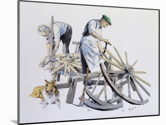 Wheelwrights Making Cart Wheels-Malcolm Greensmith-Mounted Art Print