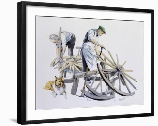 Wheelwrights Making Cart Wheels-Malcolm Greensmith-Framed Art Print