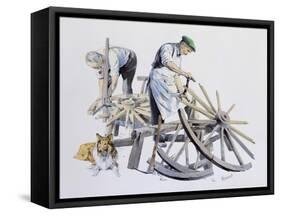 Wheelwrights Making Cart Wheels-Malcolm Greensmith-Framed Stretched Canvas