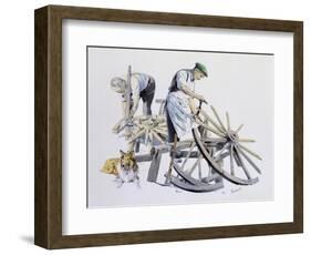 Wheelwrights Making Cart Wheels-Malcolm Greensmith-Framed Art Print