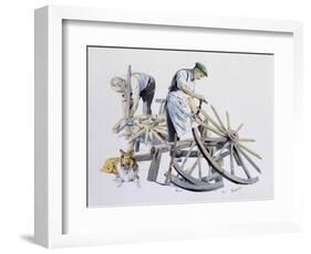 Wheelwrights Making Cart Wheels-Malcolm Greensmith-Framed Art Print