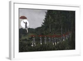 When a rising moon has touched the Treeline-Kara Smith-Framed Art Print