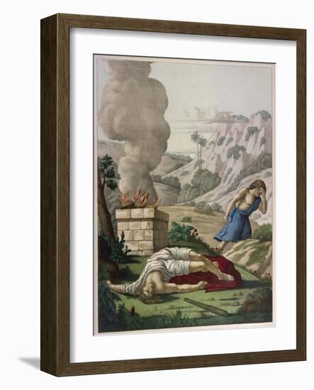 When God Prefers Abels Sacrifice to His Cain Gets Jealous of His Brother and Kills Him-null-Framed Art Print