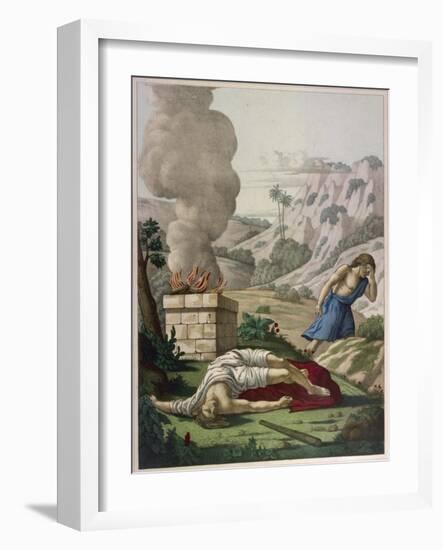 When God Prefers Abels Sacrifice to His Cain Gets Jealous of His Brother and Kills Him-null-Framed Art Print