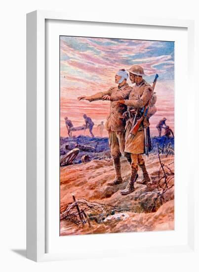 When Night Sets in the Sun Is Down' - British Wwi Postcard Published on Behalf of the National…-Richard Caton Woodville II-Framed Giclee Print