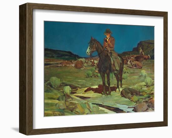 When Nights are Long, 1937-Frank Tenney Johnson-Framed Giclee Print