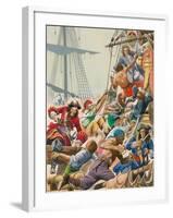 When Pirates Sailed the Seas, Blackbeard and His Pirates Attack-Peter Jackson-Framed Giclee Print