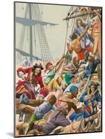 When Pirates Sailed the Seas, Blackbeard and His Pirates Attack-Peter Jackson-Mounted Giclee Print