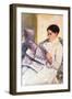 When Reading of Figaro-Mary Cassatt-Framed Art Print