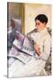 When Reading of Figaro-Mary Cassatt-Stretched Canvas