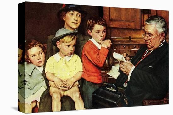 When the Doctor Treats Your Child (or Doctor Checking up Children)-Norman Rockwell-Stretched Canvas