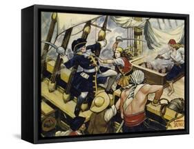 When the Pirate Ship Was Attacked-Alberto Salinas-Framed Stretched Canvas