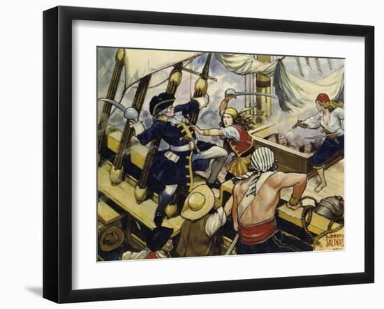 When the Pirate Ship Was Attacked-Alberto Salinas-Framed Giclee Print