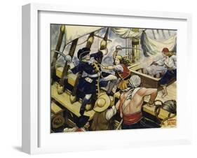 When the Pirate Ship Was Attacked-Alberto Salinas-Framed Giclee Print