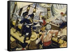 When the Pirate Ship Was Attacked-Alberto Salinas-Framed Stretched Canvas