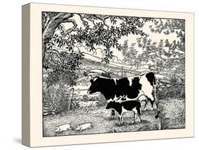 When They Went Scampering By, the Cow Just Stared at Them-Luxor Price-Stretched Canvas