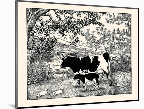 When They Went Scampering By, the Cow Just Stared at Them-Luxor Price-Mounted Art Print