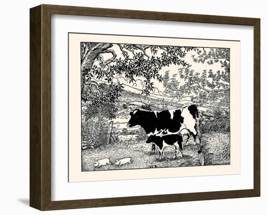 When They Went Scampering By, the Cow Just Stared at Them-Luxor Price-Framed Art Print