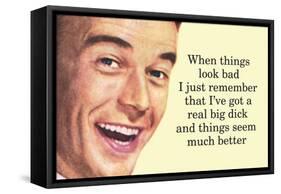 When Things are Bad I Remember I've Got a Really Big Dick Funny Poster-Ephemera-Framed Stretched Canvas