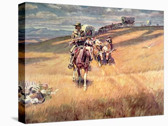 When Wagon Trails Were Dim-Charles Marion Russell-Stretched Canvas