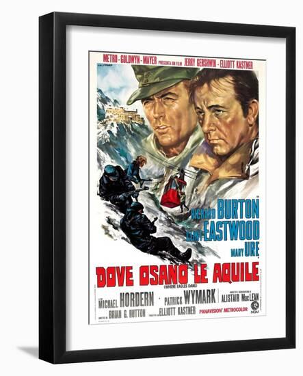 Where Eagles Dare, (AKA Dove Osano Le Aquile), from Left: Clint Eastwood, Richard Burton, 1968-null-Framed Art Print