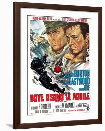 Where Eagles Dare, (AKA Dove Osano Le Aquile), from Left: Clint Eastwood, Richard Burton, 1968-null-Framed Art Print