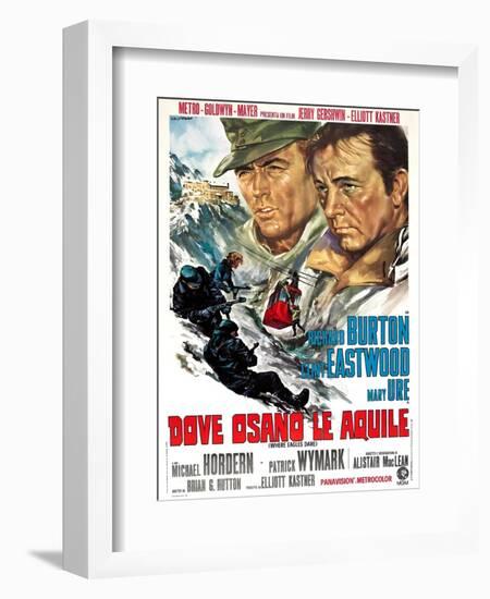 Where Eagles Dare, (AKA Dove Osano Le Aquile), from Left: Clint Eastwood, Richard Burton, 1968-null-Framed Art Print