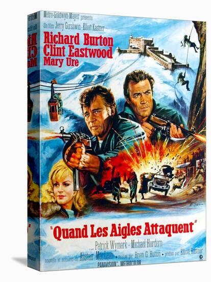Where Eagles Dare, from Left, Mary Ure, Richard Burton, Clint Eastwood, 1968-null-Stretched Canvas