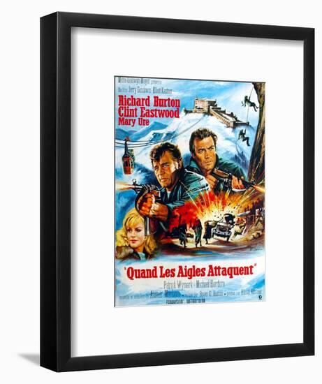 Where Eagles Dare, from Left, Mary Ure, Richard Burton, Clint Eastwood, 1968-null-Framed Art Print