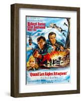 Where Eagles Dare, from Left, Mary Ure, Richard Burton, Clint Eastwood, 1968-null-Framed Art Print