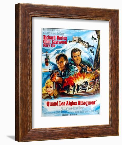 Where Eagles Dare, from Left, Mary Ure, Richard Burton, Clint Eastwood, 1968-null-Framed Art Print