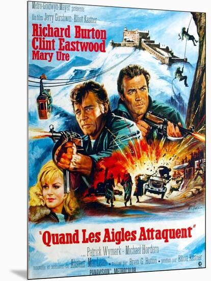 Where Eagles Dare, from Left, Mary Ure, Richard Burton, Clint Eastwood, 1968-null-Mounted Art Print