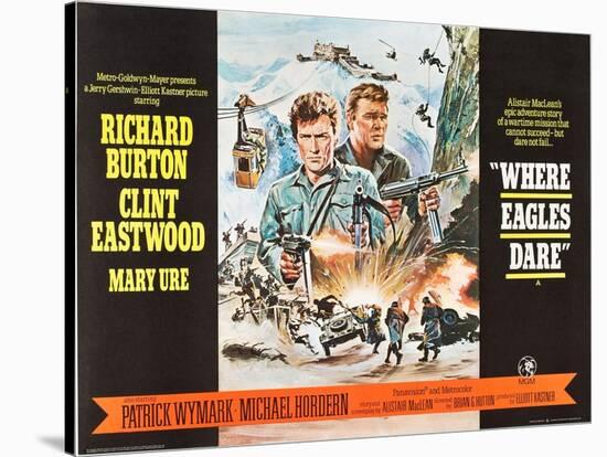 Where Eagles Dare, UK Movie Poster, 1968-null-Stretched Canvas