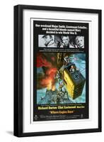 Where Eagles Dare, US poster, Richard Burton, Clint Eastwood, Mary Ure, 1968-null-Framed Premium Giclee Print