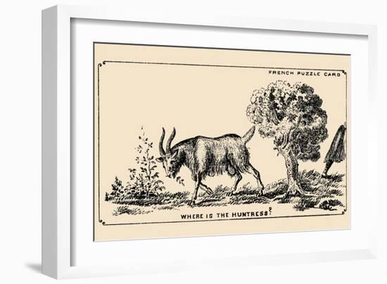 Where Is the Huntress?-French Puzzle Card-Framed Art Print