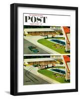 "Where the Girls Are" Saturday Evening Post Cover, August 17, 1957-Thornton Utz-Framed Premium Giclee Print