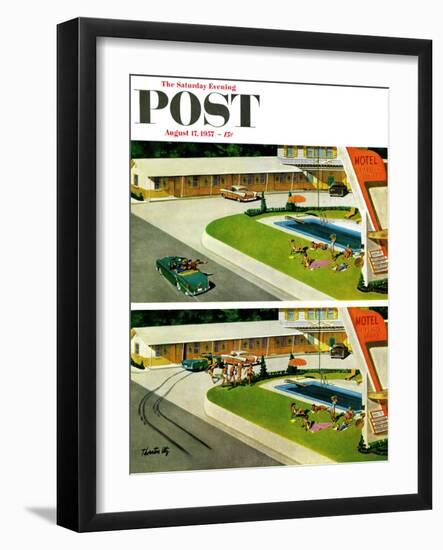 "Where the Girls Are" Saturday Evening Post Cover, August 17, 1957-Thornton Utz-Framed Premium Giclee Print