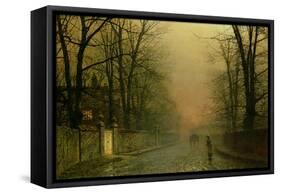 Where the Pale Moonbeams Linger-John Atkinson Grimshaw-Framed Stretched Canvas