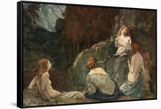 Where the Rude Axe, with Heaved Stroke, Was Never Heard the Nymphs to Daunt-Robert Anning Bell-Framed Stretched Canvas