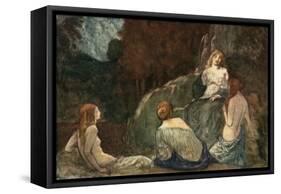 Where the Rude Axe, with Heaved Stroke, Was Never Heard the Nymphs to Daunt-Robert Anning Bell-Framed Stretched Canvas