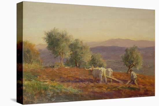 Where Virgil Sang, Man Ploughing, 1912-George Faulkner Wetherbee-Stretched Canvas