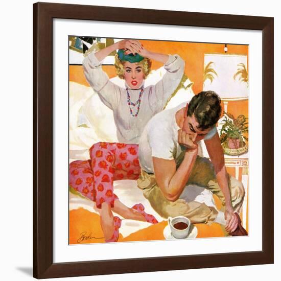 Where Were You Last Night - Saturday Evening Post "Leading Ladies", July 5, 1958 pg.15-Joe Bowler-Framed Giclee Print