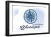 Whidbey Island, Washington - Compass - Blue - Coastal Icon-Lantern Press-Framed Art Print