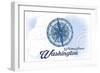 Whidbey Island, Washington - Compass - Blue - Coastal Icon-Lantern Press-Framed Art Print