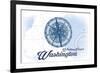 Whidbey Island, Washington - Compass - Blue - Coastal Icon-Lantern Press-Framed Art Print