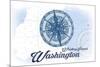 Whidbey Island, Washington - Compass - Blue - Coastal Icon-Lantern Press-Mounted Art Print