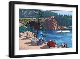 Whidbey Island, Washington - Deception Pass Bridge-Lantern Press-Framed Art Print