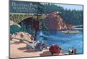 Whidbey Island, Washington - Deception Pass Bridge-Lantern Press-Mounted Art Print