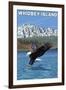 Whidbey Island, Washington - Eagle Fishing-Lantern Press-Framed Art Print